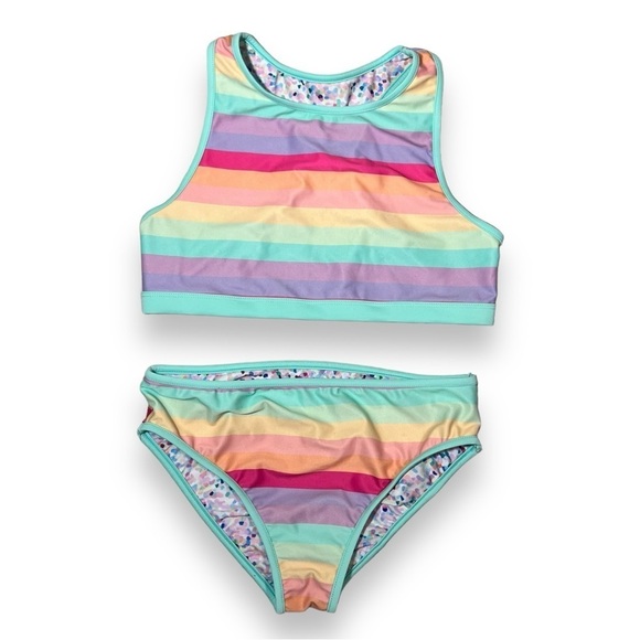 Eddie Bauer Girl’s Reversible Swimsuit Teal Size 14/16 - Picture 1 of 8